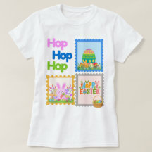 Camiseta de Colagem Fofo de Páscoa Hop Hop Hop