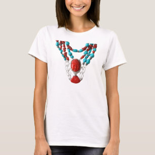 Camiseta de Colar Vermelho Buda Turquesa Mulheres