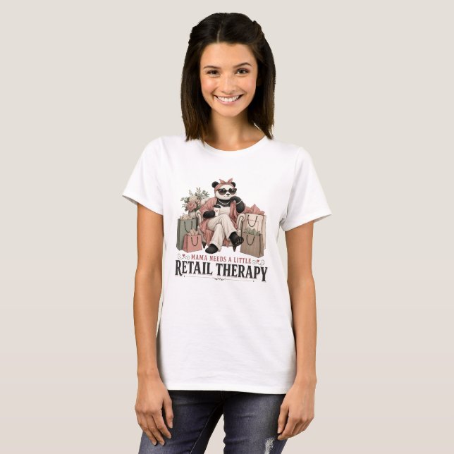 Camiseta de Compras Panda - Mamãe Precisa de Terap (Frente Completa)