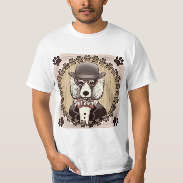 Camiseta de copos vestidos de poodle branca (Frente)