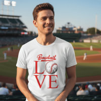Camiseta de coração de amor de beisebol vintage
