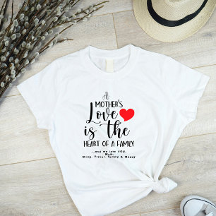 Camiseta de Coração de Amor do Dia das Mães da Fam