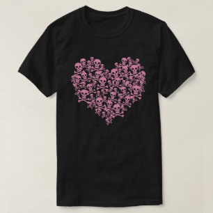 Camiseta de Coração de Caveira Rosa