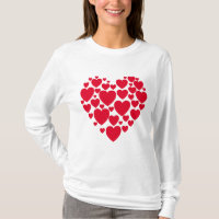 Camiseta de corações vermelhas