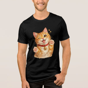 Camiseta de Corte de Gato Laranja em Aquarela
