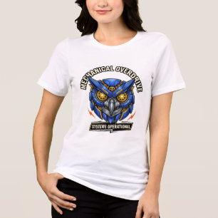 Camiseta de Coruja Cyberpunk com Overdrive Mecânic