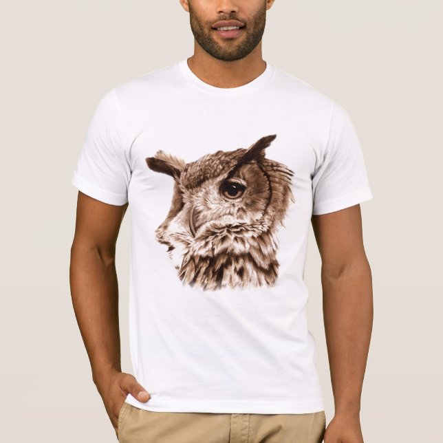 Camiseta de coruja de águia pintada com arte mono (Frente)