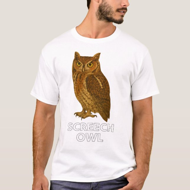 Camiseta de Coruja Pequena: Cute Natureza Ave de R (Frente)