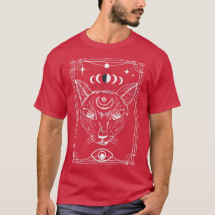 Camiseta De Crescente Tarot E T-shirt De Gato6453