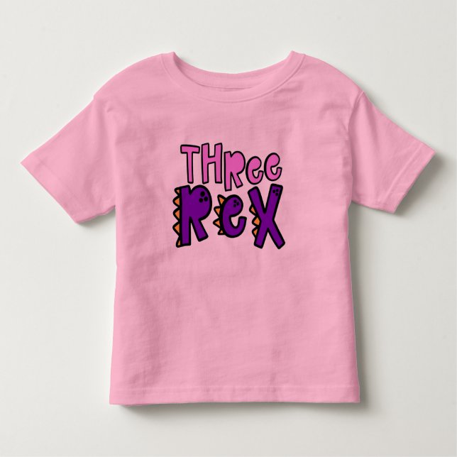 Camiseta de criança aniversariante três Rex (Frente)