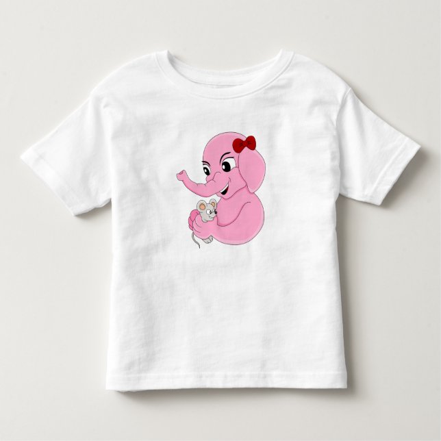 Camiseta de criança com desenho animado de elefant (Frente)