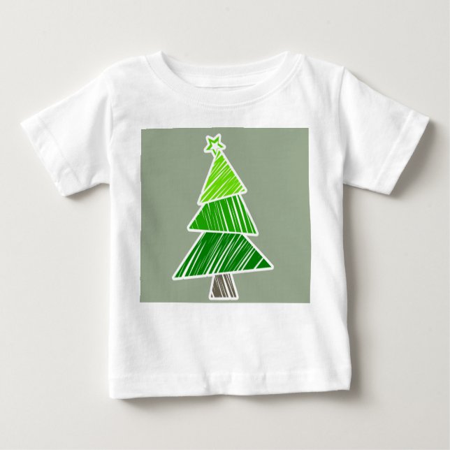 Camiseta de Criança de Árvore de Natal Verde (Frente)