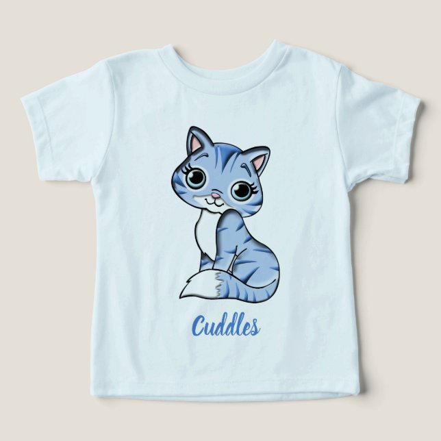 Camiseta de criança gatinho azul (Design frontal)