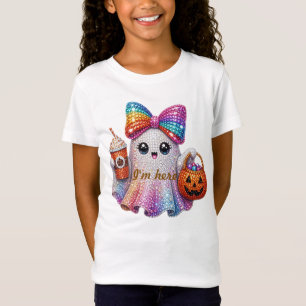 Camiseta de Criança Pequena Fantasma com Laço Bril
