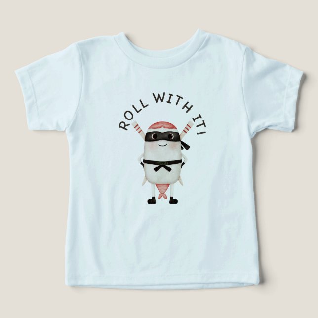 Camiseta de criança Sushi Ninja, Tee de Comida Jap (Design frontal)