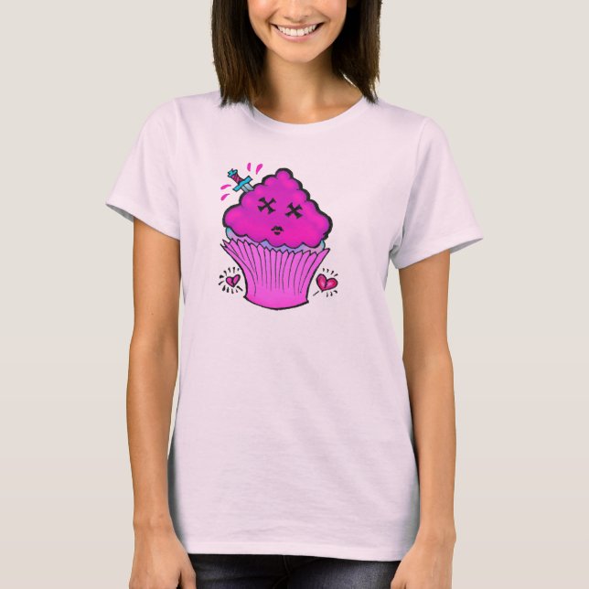 Camiseta de Cupcake Zumbi Fofo Morto (Frente)