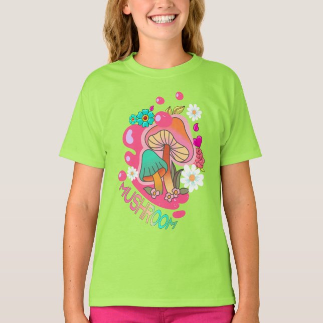 Camiseta de Cute Colorida para Cogumelos (Frente)