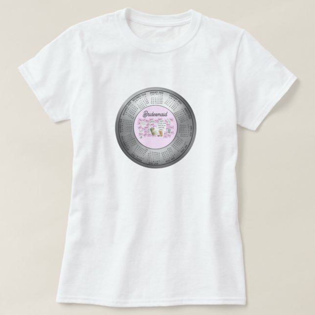 Camiseta de Dama de Honra de Casamento de Calendár (Frente do Design)