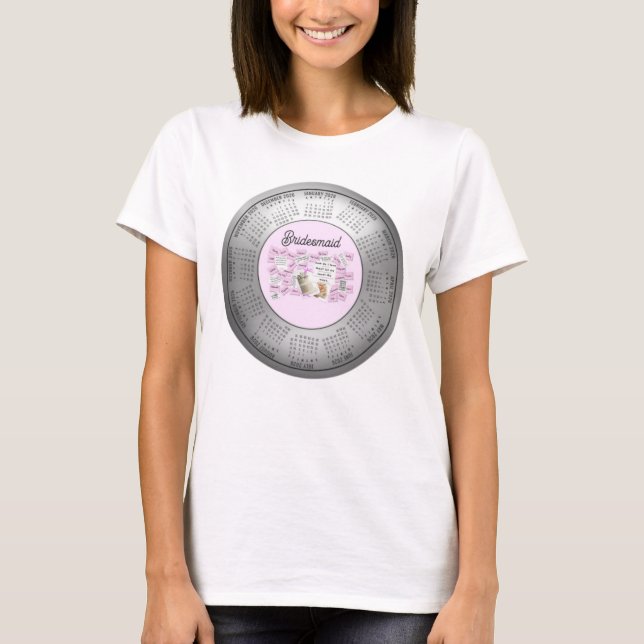 Camiseta de Dama de Honra de Casamento de Calendár (Frente)