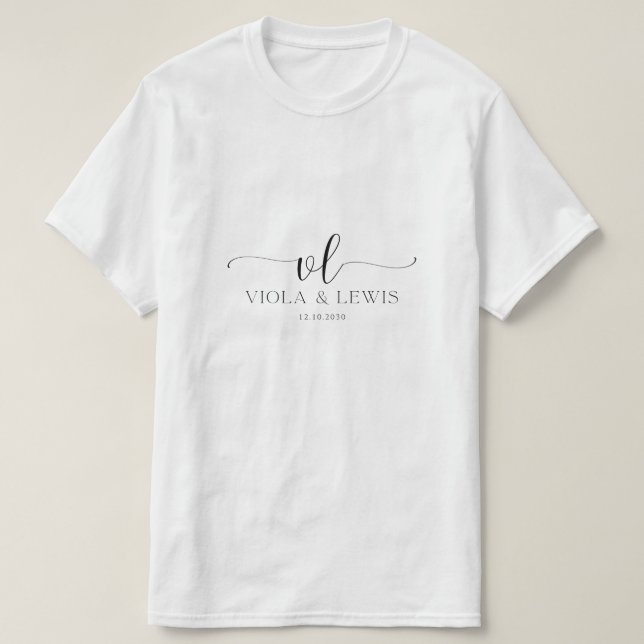 Camiseta de data de casamento personalizada Elegan (Frente do Design)