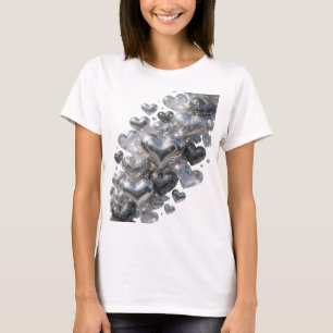 Camiseta de declaração FRESH SILVER HEARTS OF GLIT