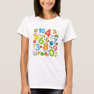 Camiseta de desenho animado com padrão de números