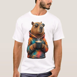 Camiseta de desenho animado de capivara fofa com c