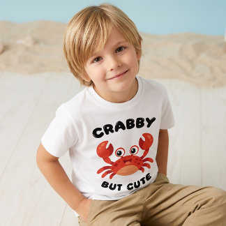 Camiseta de desenho animado de caranguejo fofo e r