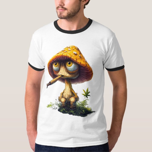 Camiseta de desenho animado de cogumelo funky chap (Frente)