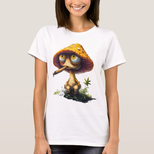 Camiseta de desenho animado de cogumelo funky chap (Frente)