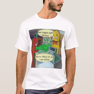 Camiseta de desenho animado de compras veganas de