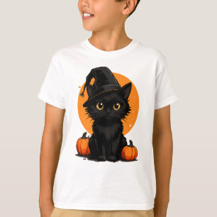 Camiseta de desenho animado de gato preto fofo P