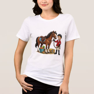 Camiseta de desenho animado de jovem feliz com um