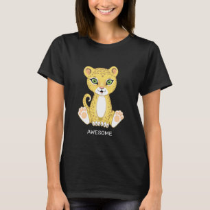 Camiseta de desenho animado de leopardo jovem selv