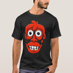 Camiseta de desenho animado de monstro vermelho en