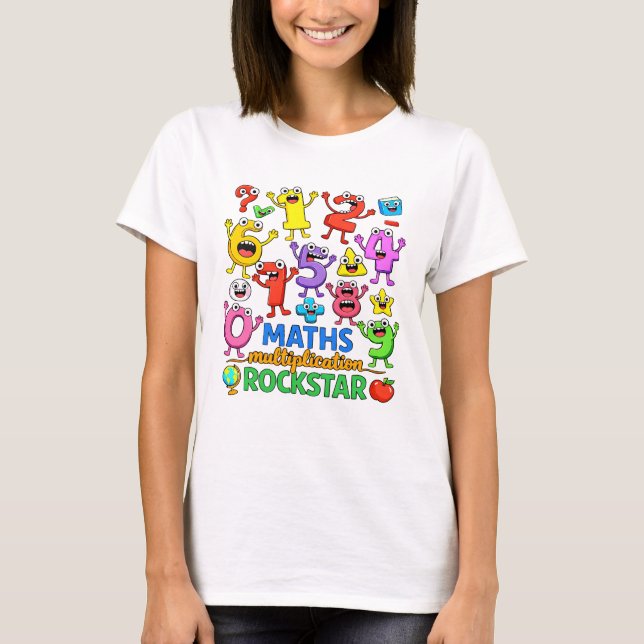 Camiseta de desenho animado de números de rockstar (Frente)