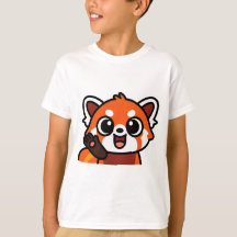 Camiseta de desenho animado de Panda Vermelho Kawa