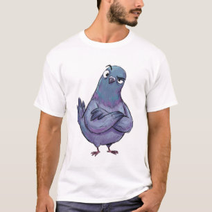 Camiseta de desenho animado de pombo engraçado com