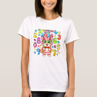 Camiseta de desenho animado de raposa com números