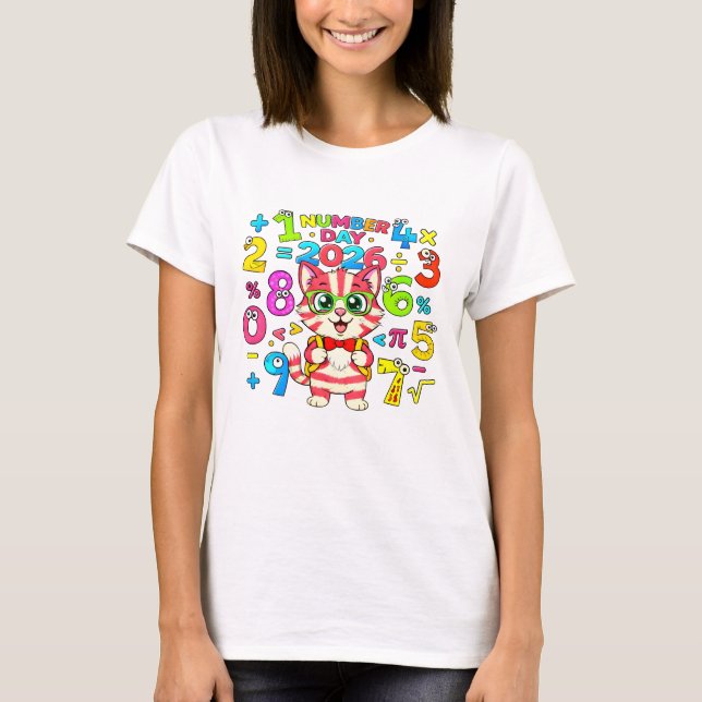 Camiseta de desenho animado de raposa com números  (Frente)