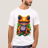 Camiseta de desenho animado de sapo verde animado