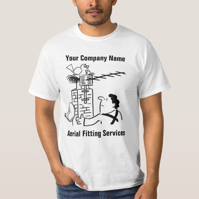 Camiseta de desenho animado de serviços de instala (Frente)