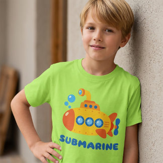 Camiseta de desenho animado de submarino para meni