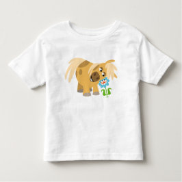 Camiseta de desenho animado de tenda e flores