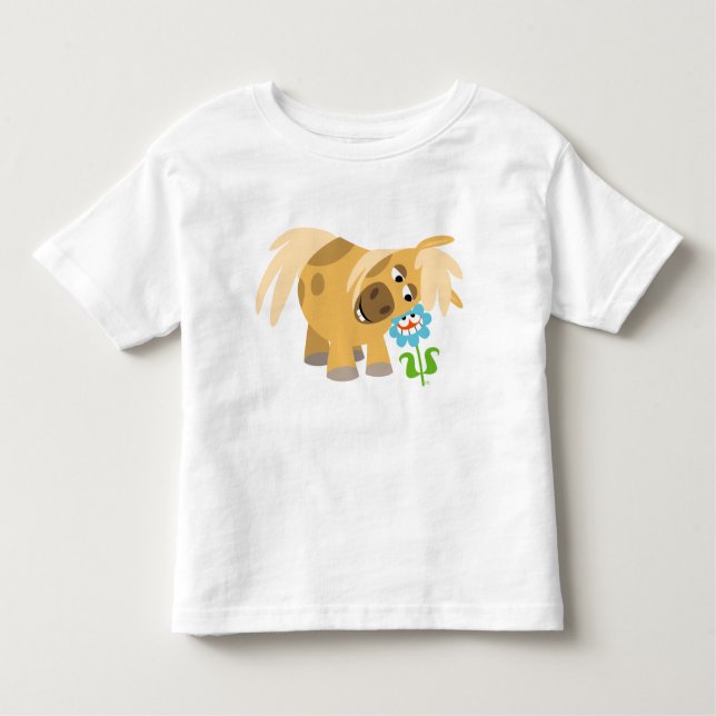 Camiseta de desenho animado de tenda e flores (Frente)