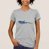 Camiseta de desenho animado de tubarão azul fofo –