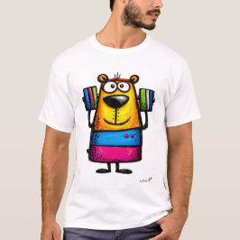 Camiseta de desenho animado de urso engraçado leva
