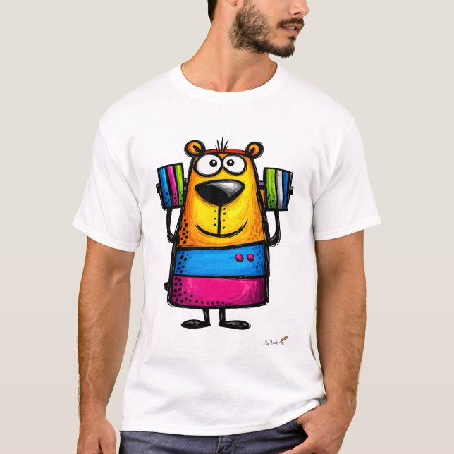Camiseta de desenho animado de urso engraçado leva (Frente)