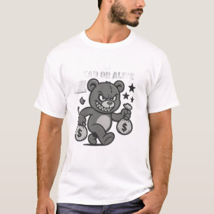 Camiseta de desenho animado de urso zangado com di