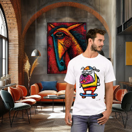 Camiseta de desenho animado do Bulldog Mal-humorad